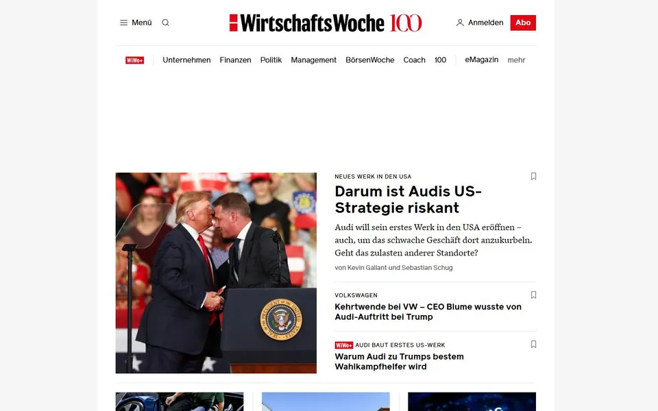 WirtschaftsWoche – Ansicht der Anbieter-Website