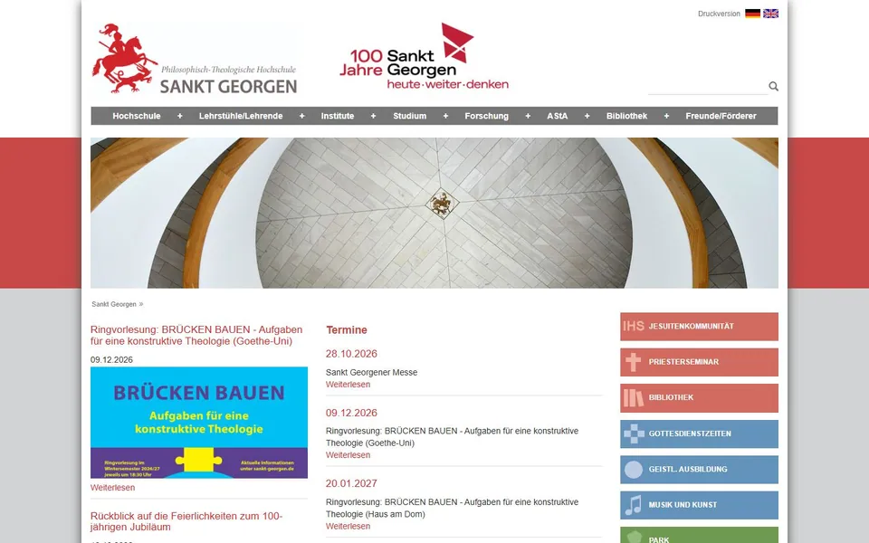 Philosophisch-Theologische Hochschule Sankt Georgen (Frankfurt/Main) – Ansicht der Anbieter-Website