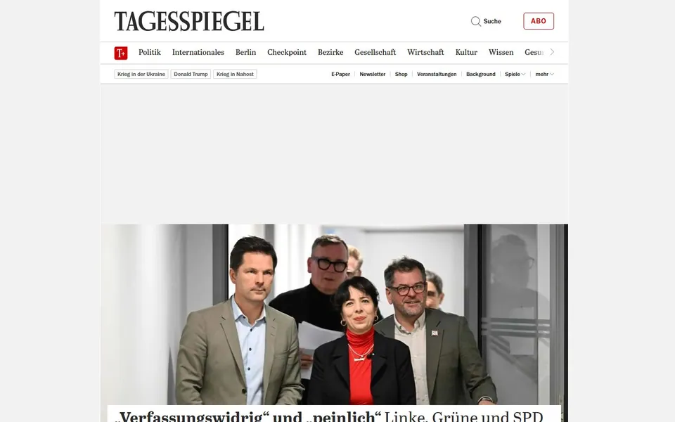 Tagesspiegel – Ansicht der Anbieter-Website