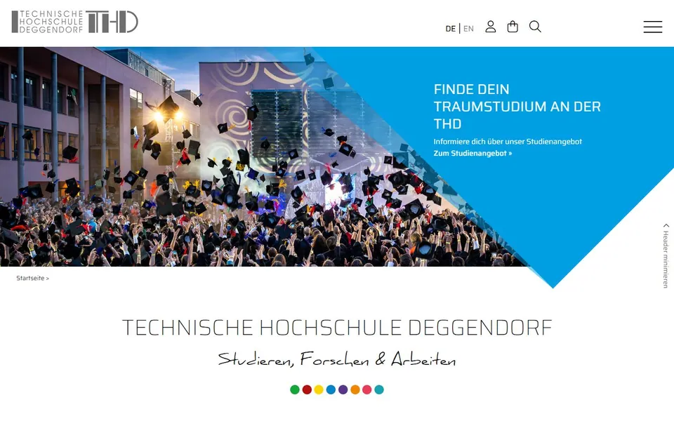 Technische Hochschule Deggendorf – Ansicht der Anbieter-Website