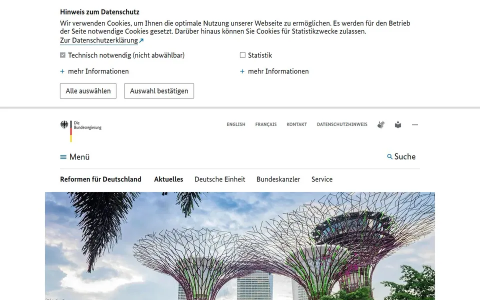 Bundesregierung – Ansicht der Anbieter-Website