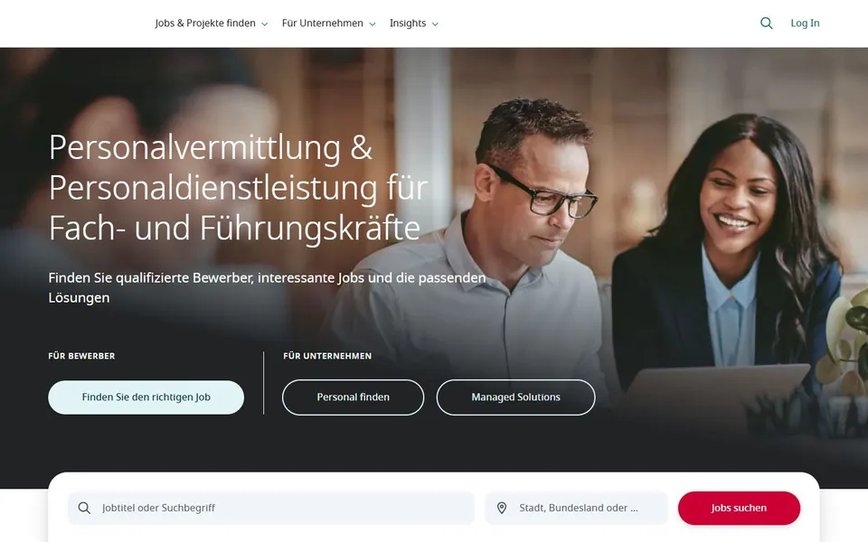 Robert Half – Ansicht der Anbieter-Website