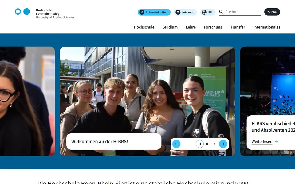 Hochschule Bonn-Rhein-Sieg – Ansicht der Anbieter-Website