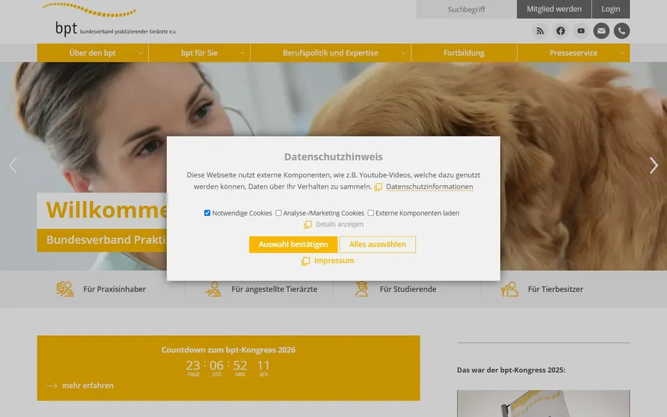 bpt – Ansicht der Anbieter-Website