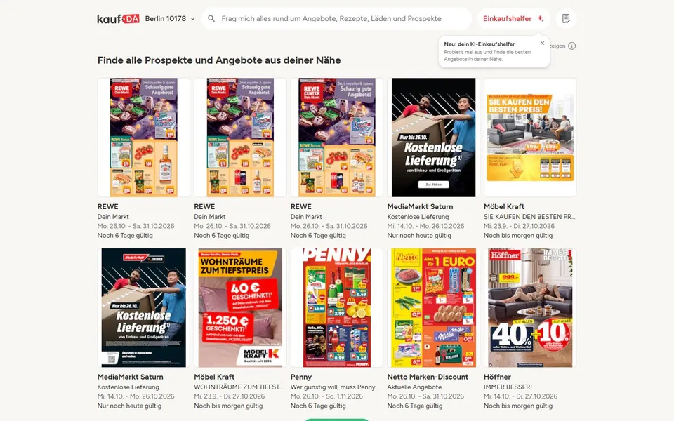 kaufDA – Ansicht der Anbieter-Website