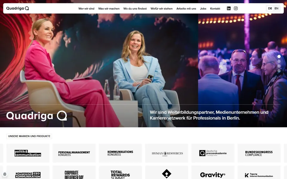 Quadriga Hochschule Berlin – Ansicht der Anbieter-Website