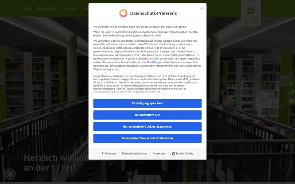 Lutherische Theologische Hochschule (Oberursel) – Ansicht der Anbieter-Website