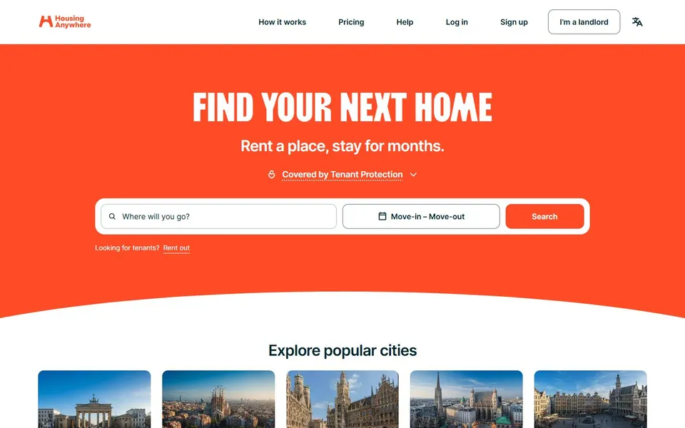 HousingAnywhere – Ansicht der Anbieter-Website