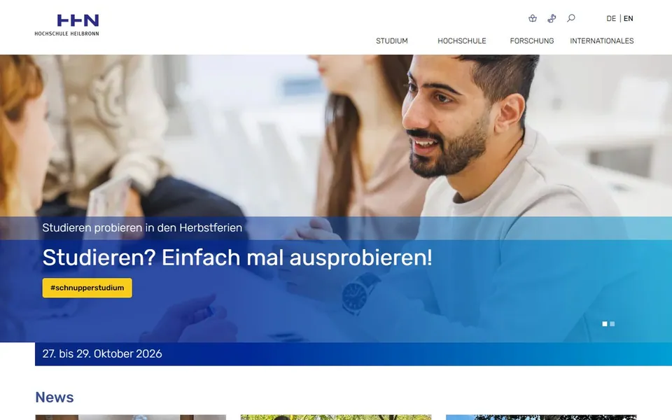 Hochschule Heilbronn - Technik, Wirtschaft, Informatik – Ansicht der Anbieter-Website