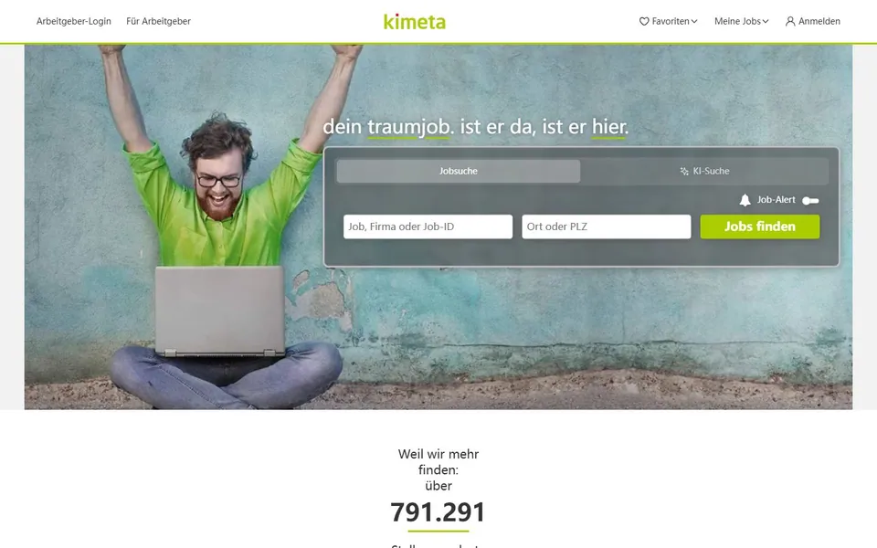 Kimeta – Ansicht der Anbieter-Website