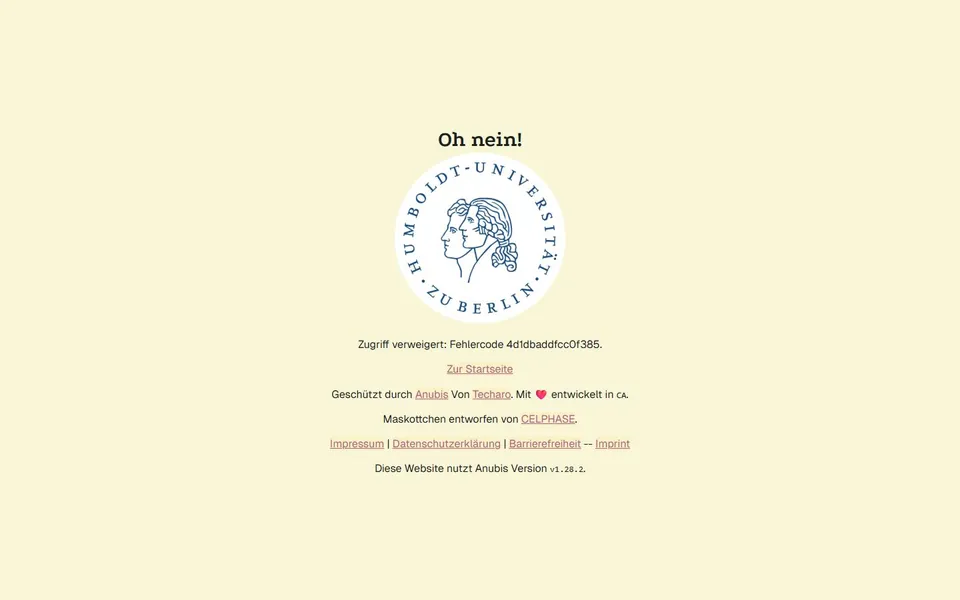 Humboldt-Universität zu Berlin – Ansicht der Anbieter-Website