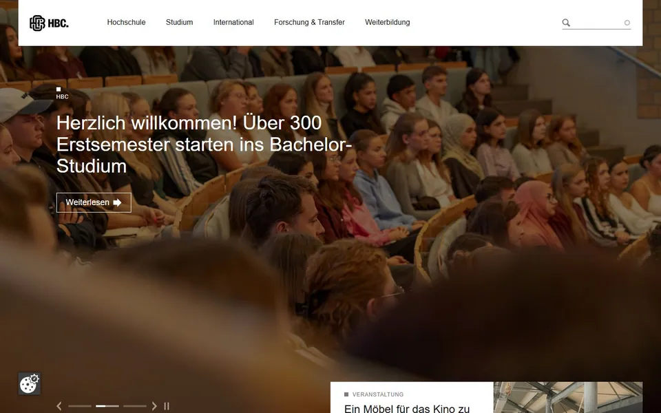Hochschule Biberach - Architektur und Bauwesen, Betriebswirtschaft und Biotechnologie – Ansicht der Anbieter-Website