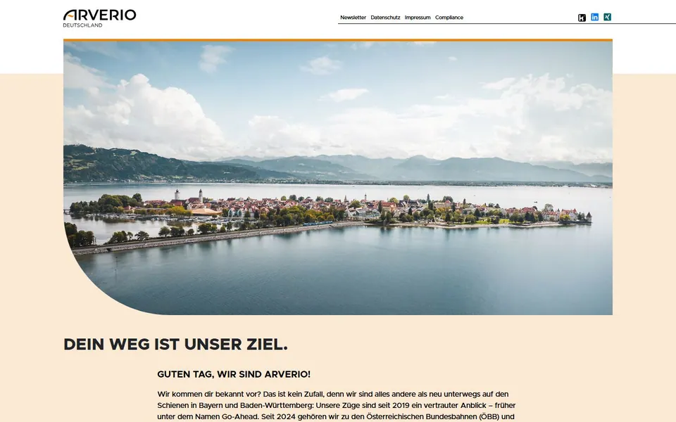 Arverio – Ansicht der Anbieter-Website