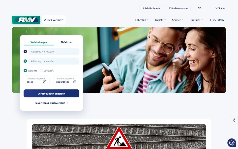 RMV – Ansicht der Anbieter-Website