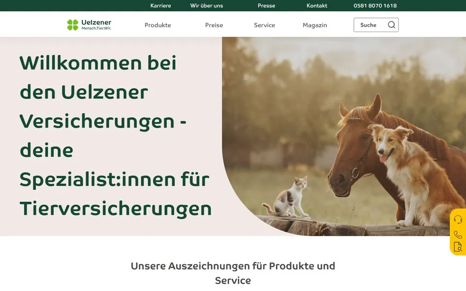 Uelzener – Ansicht der Anbieter-Website
