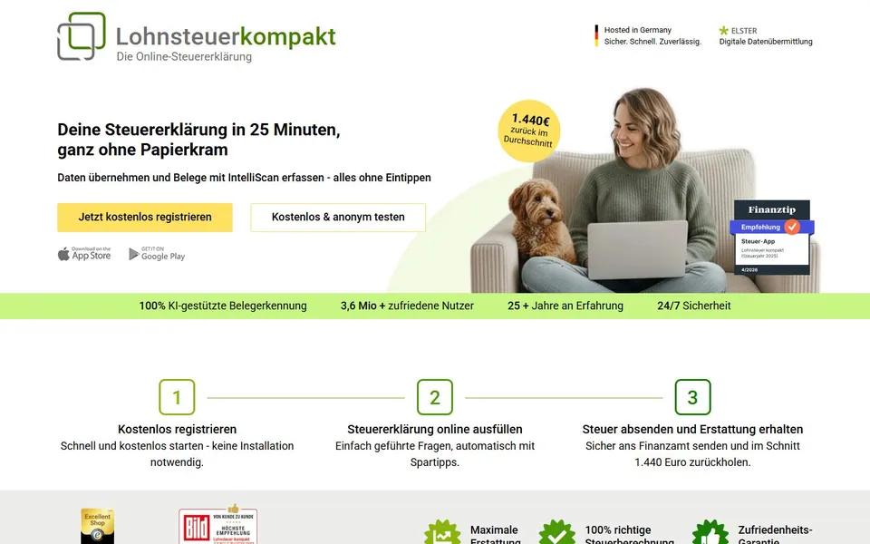 Lohnsteuer kompakt – Ansicht der Anbieter-Website