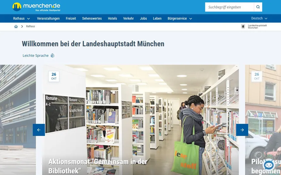 Landeshauptstadt München – Ansicht der Anbieter-Website