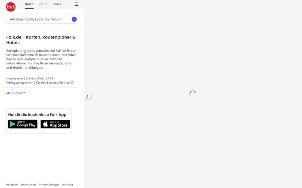 Falk – Ansicht der Anbieter-Website