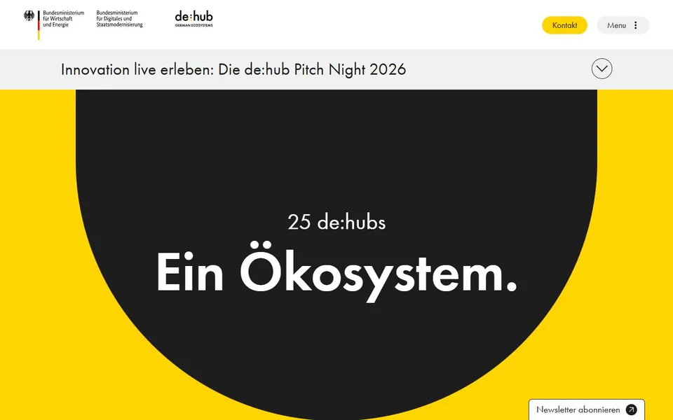 Digital Hub Initiative – Ansicht der Anbieter-Website