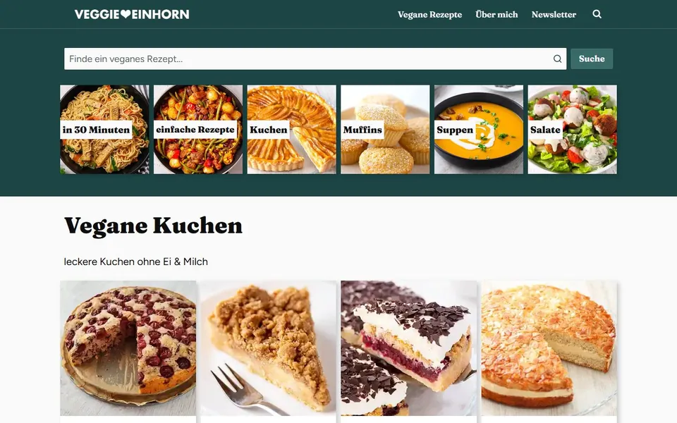 Veggie Einhorn – Ansicht der Anbieter-Website