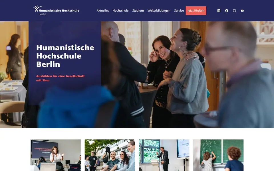 Humanistische Hochschule Berlin – Ansicht der Anbieter-Website