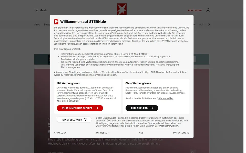stern – Ansicht der Anbieter-Website