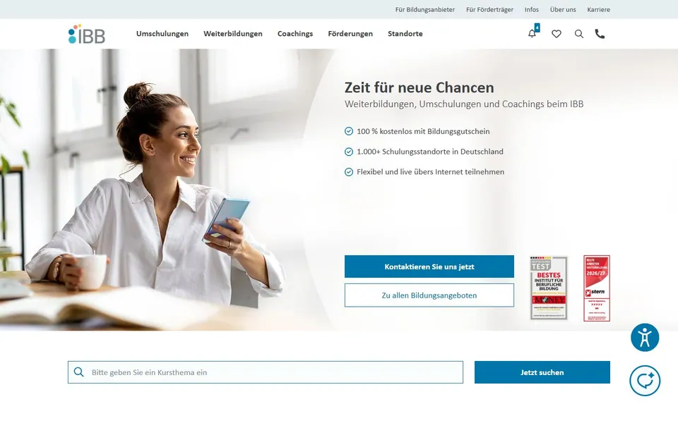 IBB – Ansicht der Anbieter-Website