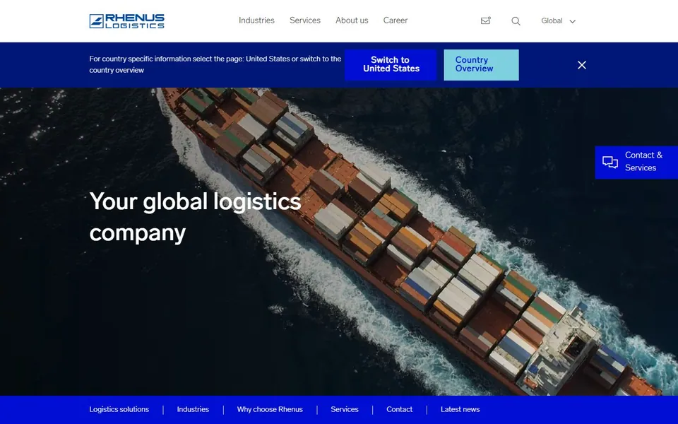 Rhenus – Ansicht der Anbieter-Website