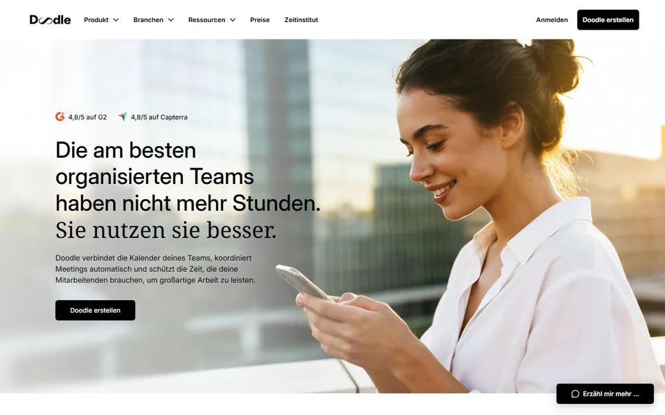 Doodle – Ansicht der Anbieter-Website