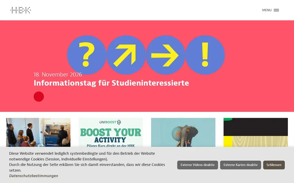 Hochschule der Bildenden Künste Saar – Ansicht der Anbieter-Website