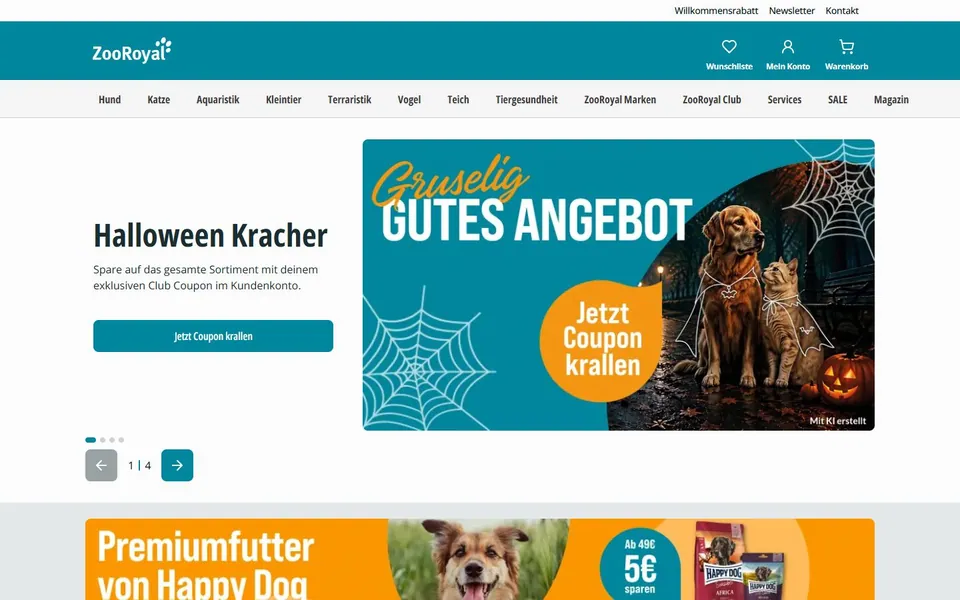 ZooRoyal – Ansicht der Anbieter-Website