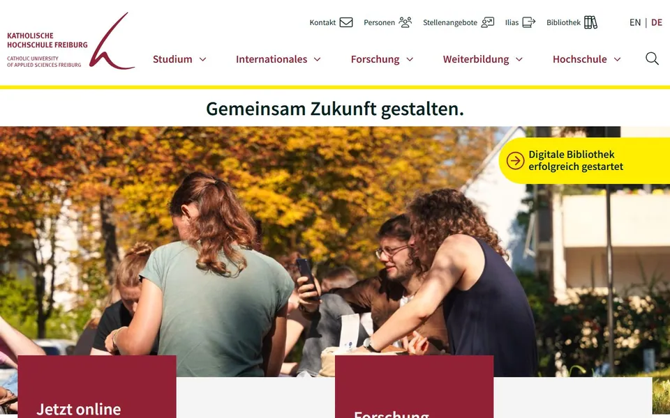 Katholische Hochschule Freiburg – Ansicht der Anbieter-Website