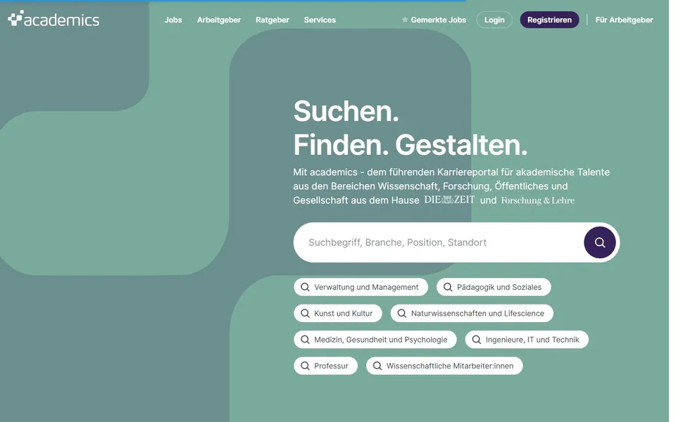 academics – Ansicht der Anbieter-Website