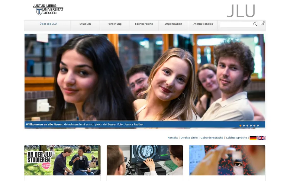 Justus-Liebig-Universität Gießen – Ansicht der Anbieter-Website