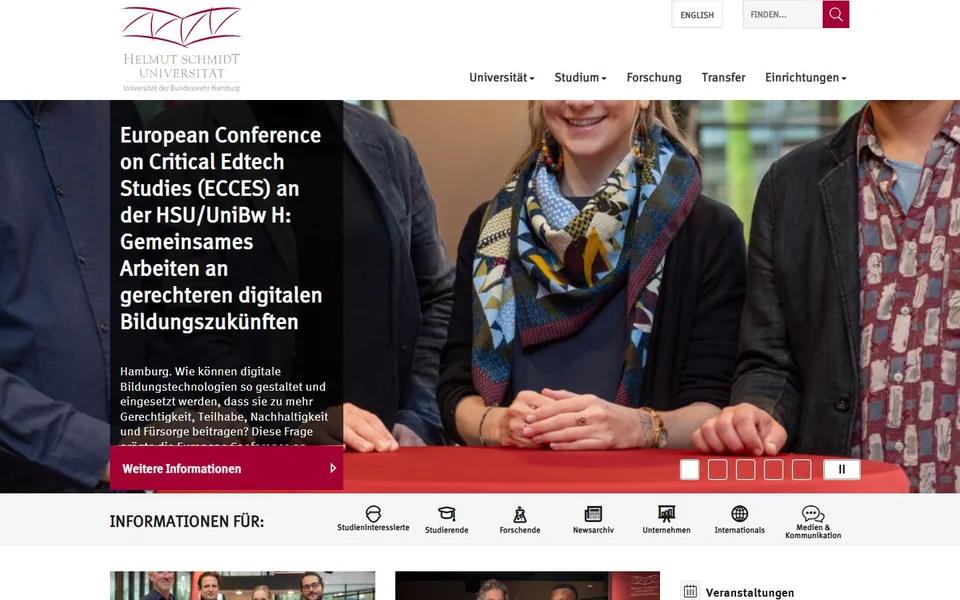 Helmut-Schmidt-Universität (HSU) - Universität der Bundeswehr – Ansicht der Anbieter-Website