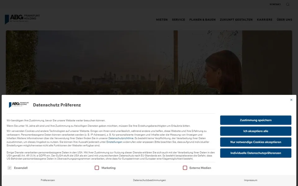 ABG Frankfurt – Ansicht der Anbieter-Website