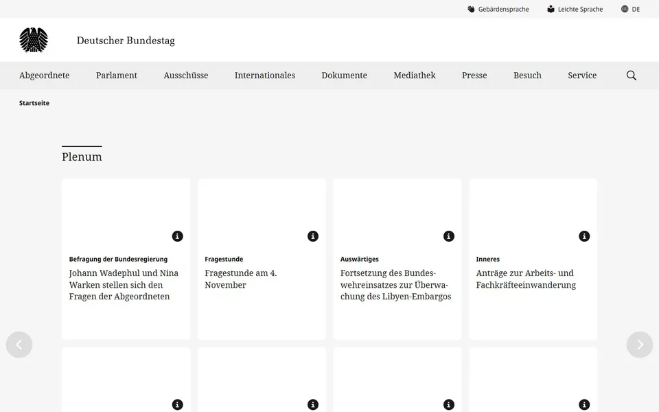 Deutscher Bundestag – Ansicht der Anbieter-Website