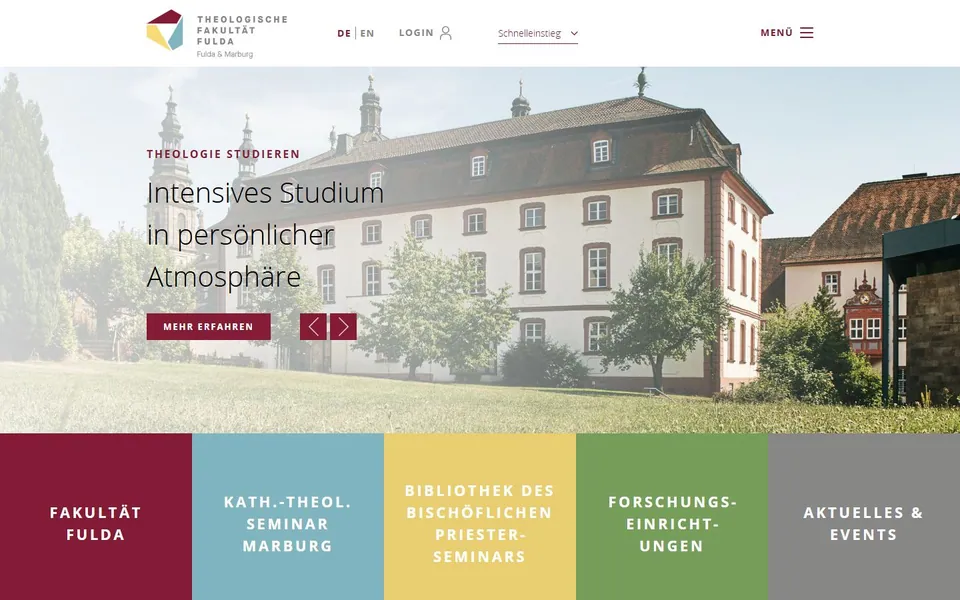 Theologische Fakultät Fulda – Ansicht der Anbieter-Website