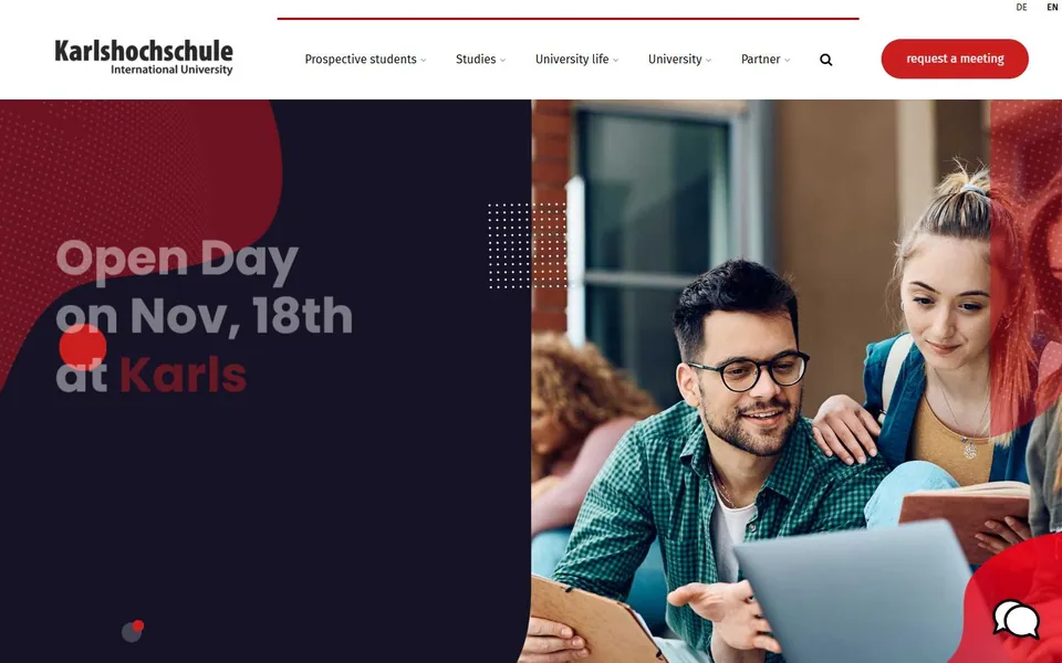 Karlshochschule International University – Ansicht der Anbieter-Website