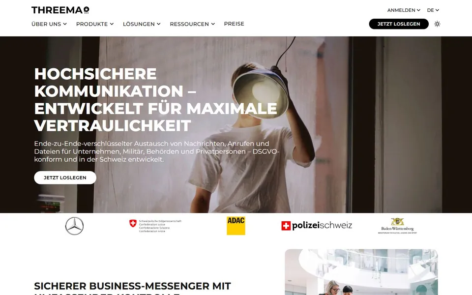 Threema – Ansicht der Anbieter-Website