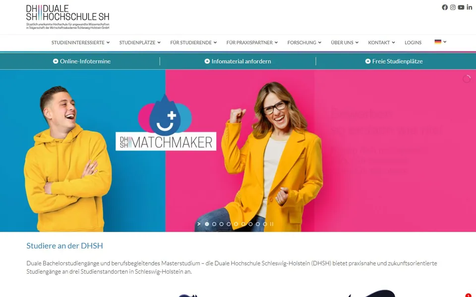 Duale Hochschule Schleswig-Holstein – Ansicht der Anbieter-Website