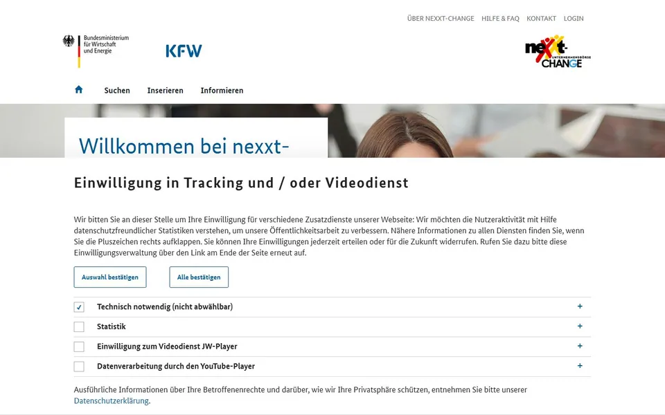 nexxt-change – Ansicht der Anbieter-Website