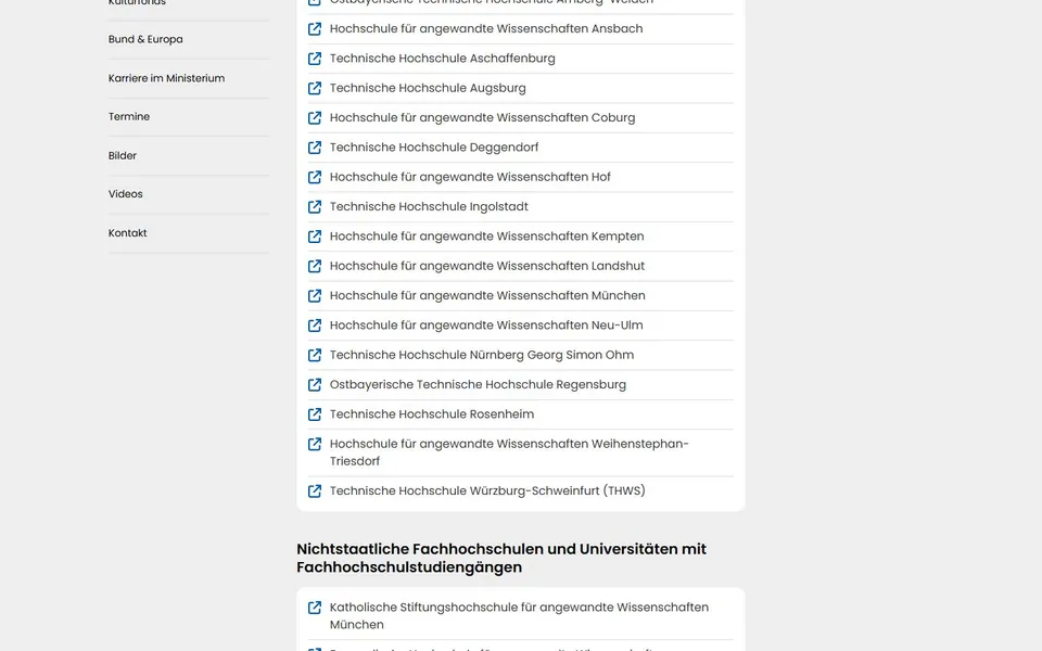 Hochschule für angewandte Wissenschaften Neu-Ulm – Offizieller Eintrag zur Hochschule