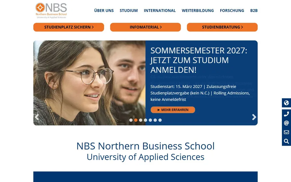 Northern Business School (NBS) – Ansicht der Anbieter-Website
