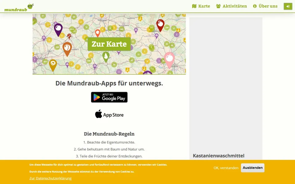 Mundraub – Ansicht der Anbieter-Website