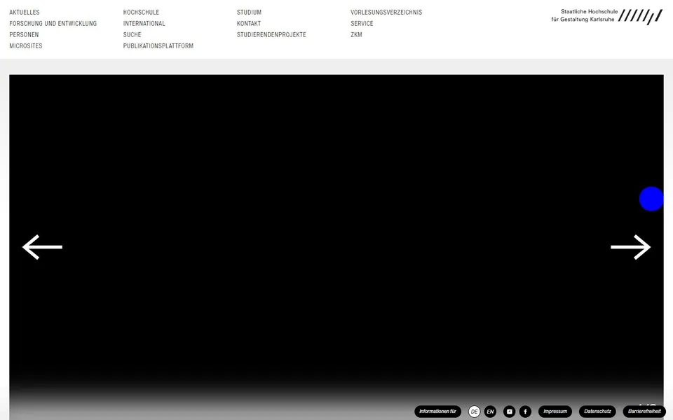 Staatliche Hochschule für Gestaltung Karlsruhe – Ansicht der Anbieter-Website