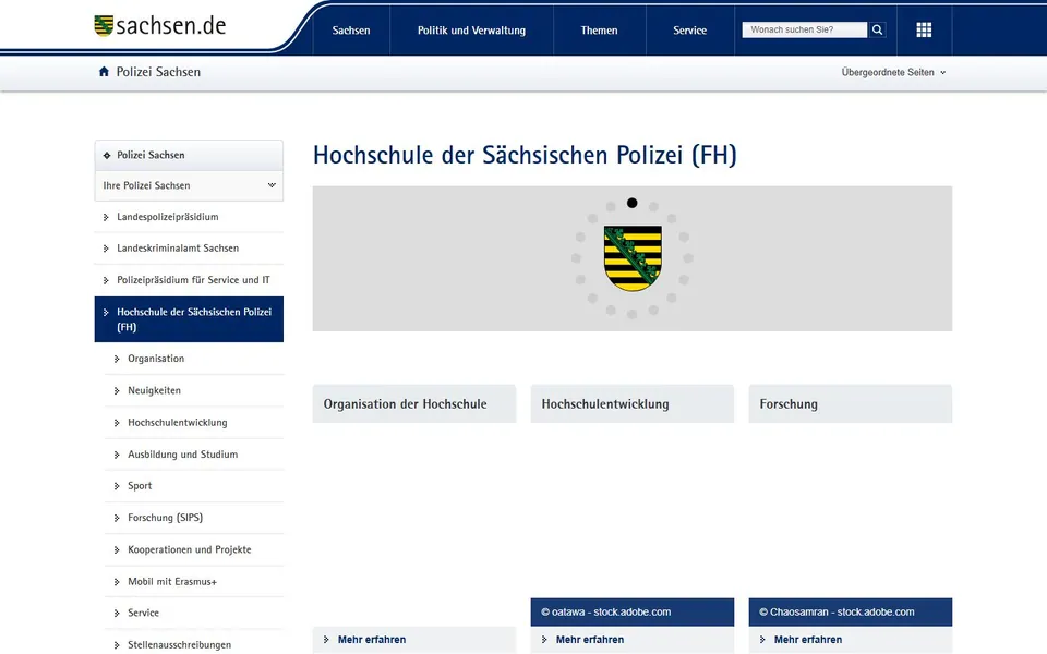 Hochschule der Sächsischen Polizei (FH) – Ansicht der Anbieter-Website