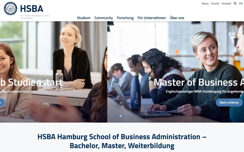 HSBA Hamburg School of Business Administration – Ansicht der Anbieter-Website