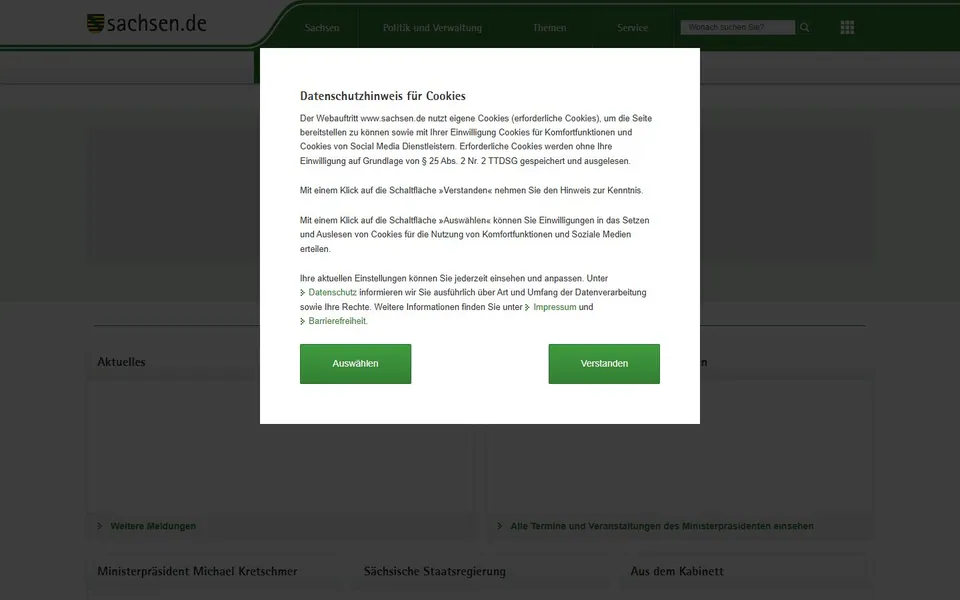 Sachsen – Ansicht der Anbieter-Website