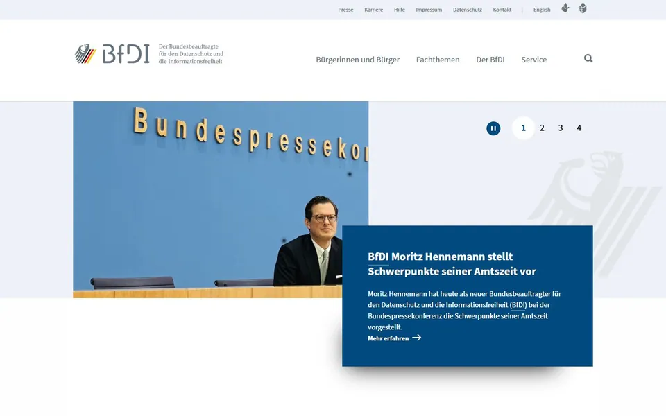BfDI – Ansicht der Anbieter-Website